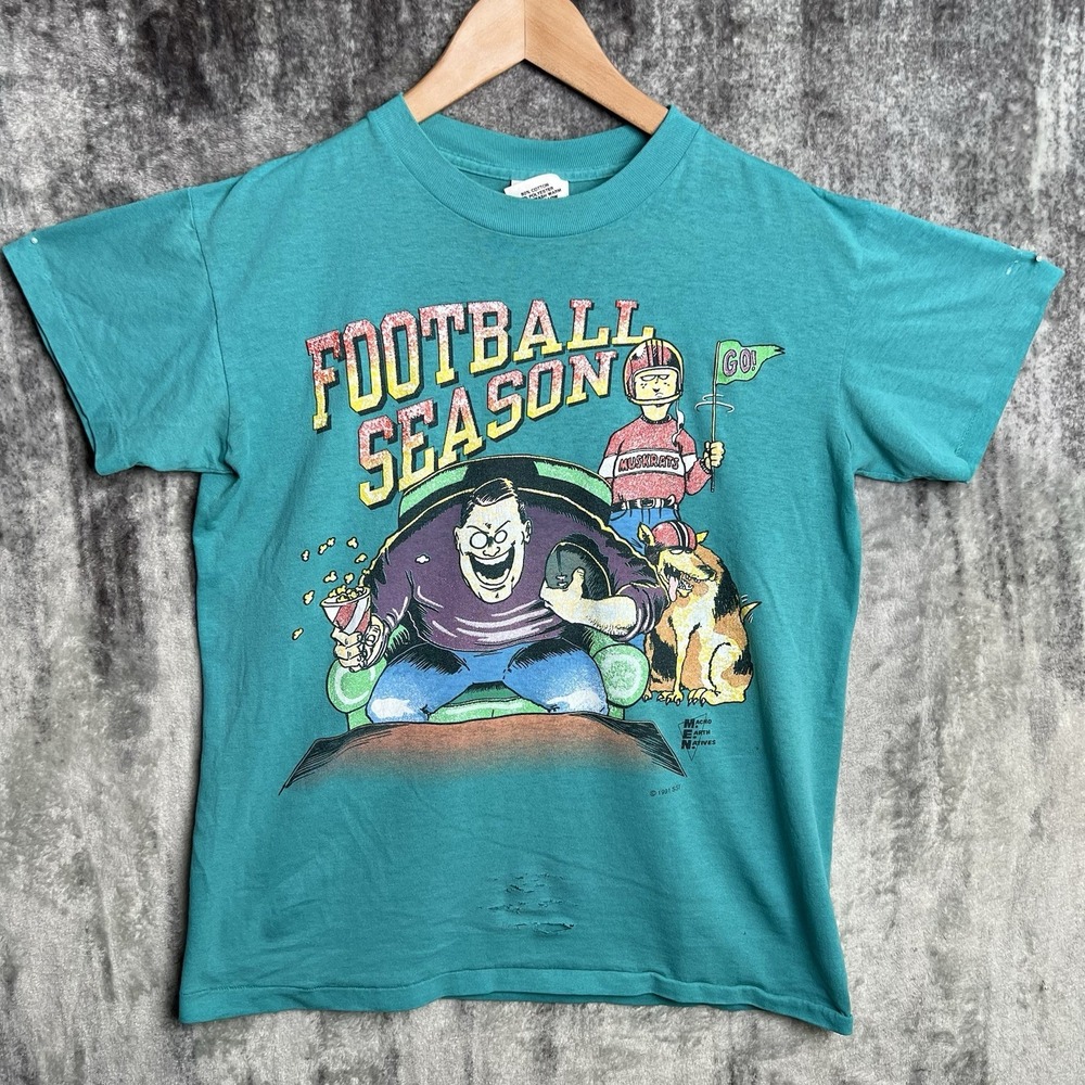 Vintage 90s Football Season Cartoon Parody T-Shirt M Single Stitch SSI